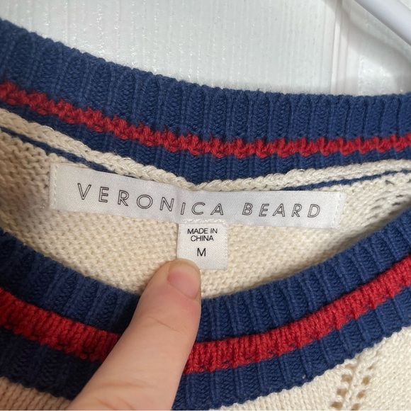 Veronica Beard Kindling Chevron Striped Pointelle Sweater (As Seen on TV) M - Picture 13 of 15